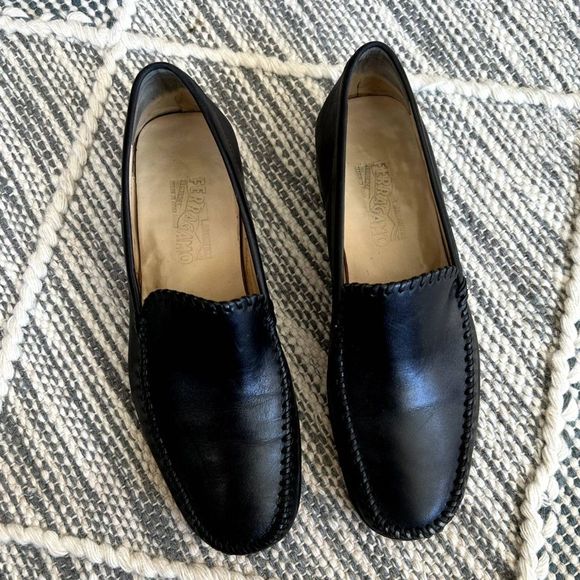 Salvatore Ferragamo Black Leather Loafers